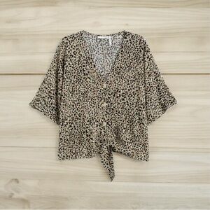 LUQ - Elayne Animal Print Tie Front Top - XXL